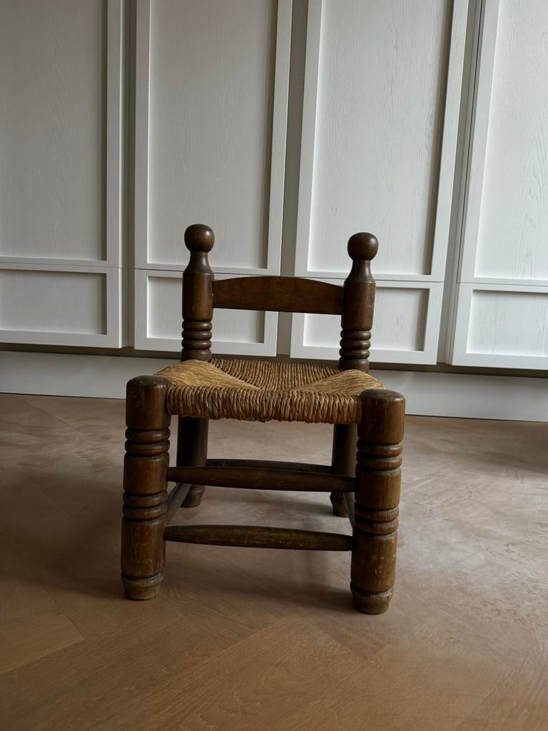 Vintage Houten Stoel in de stijl van Charles Dudouyt, Gebruikt, Bruin, Ophalen of Verzenden, Eén