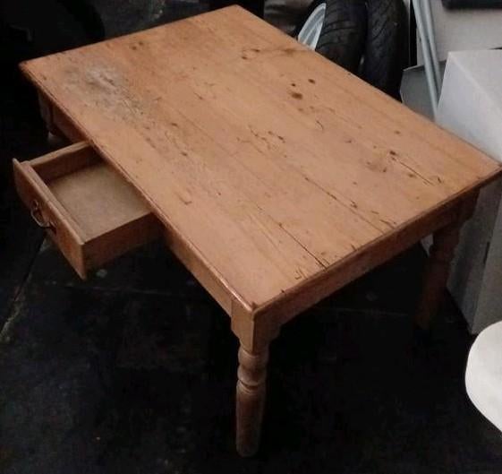 Grenen Salontafel met lade, Ophalen
