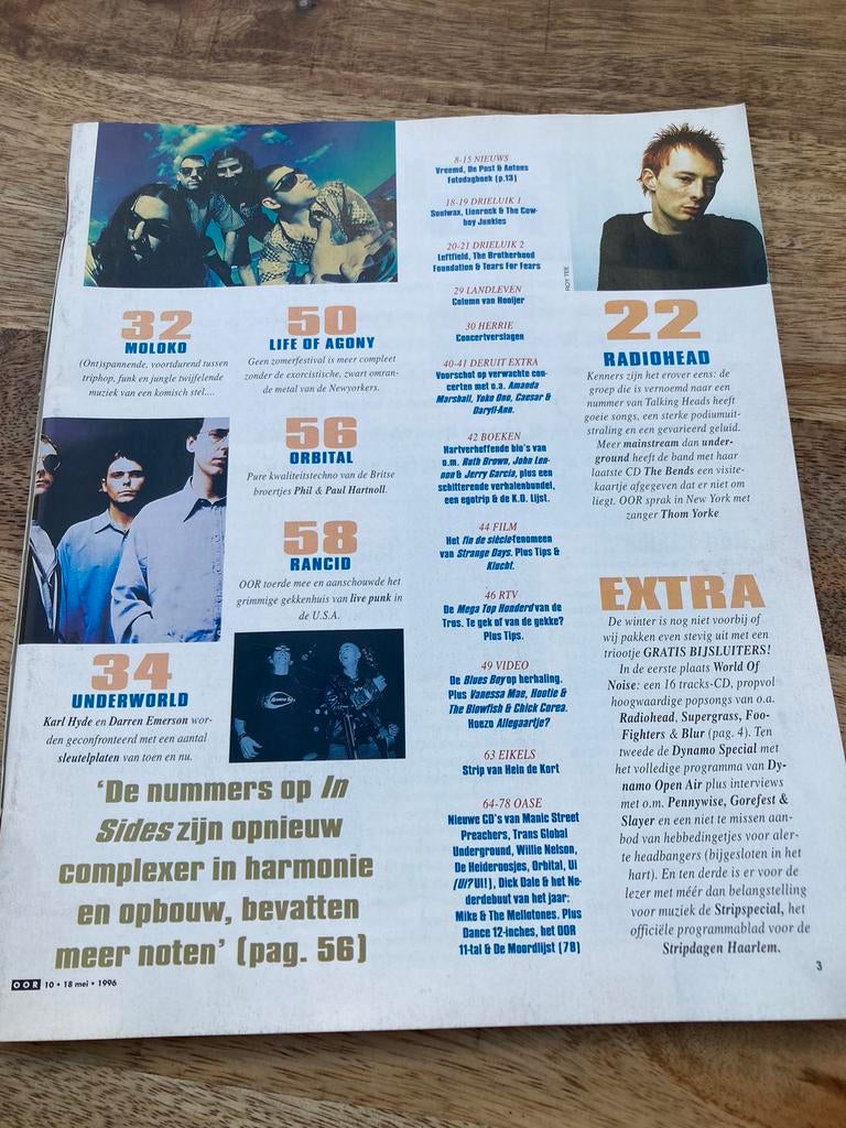 OOR 1996 Life Of Agony RADIOHEAD Slayer UNDERWORLD Rancid, Ophalen of Verzenden, Muziek, Film of Tv