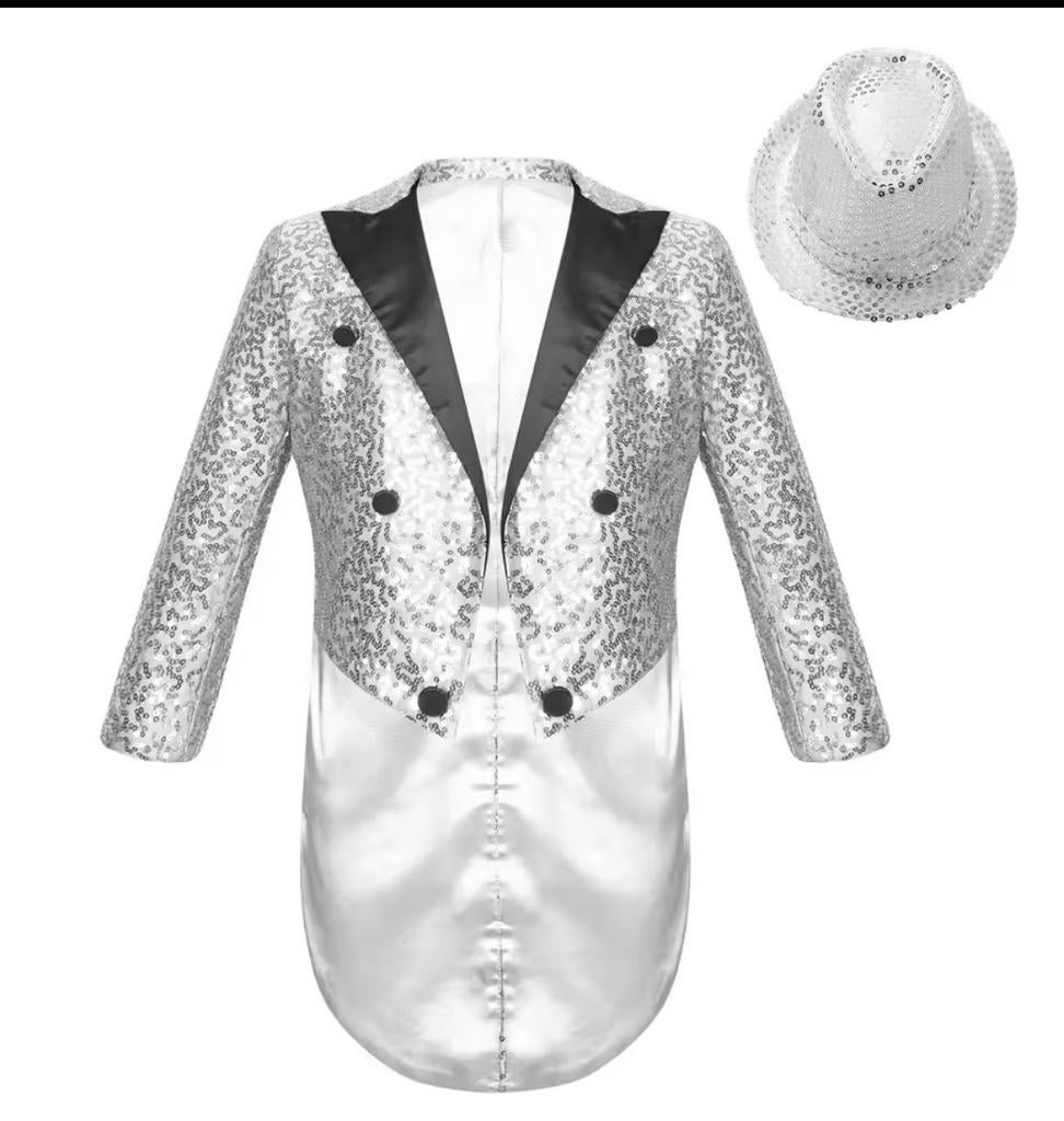 Glitter Carnavalspak/jasje, Kinderen en Baby's, Carnavalskleding en Verkleedspullen, Ophalen of Verzenden, Gebruikt, 122 t/m 128