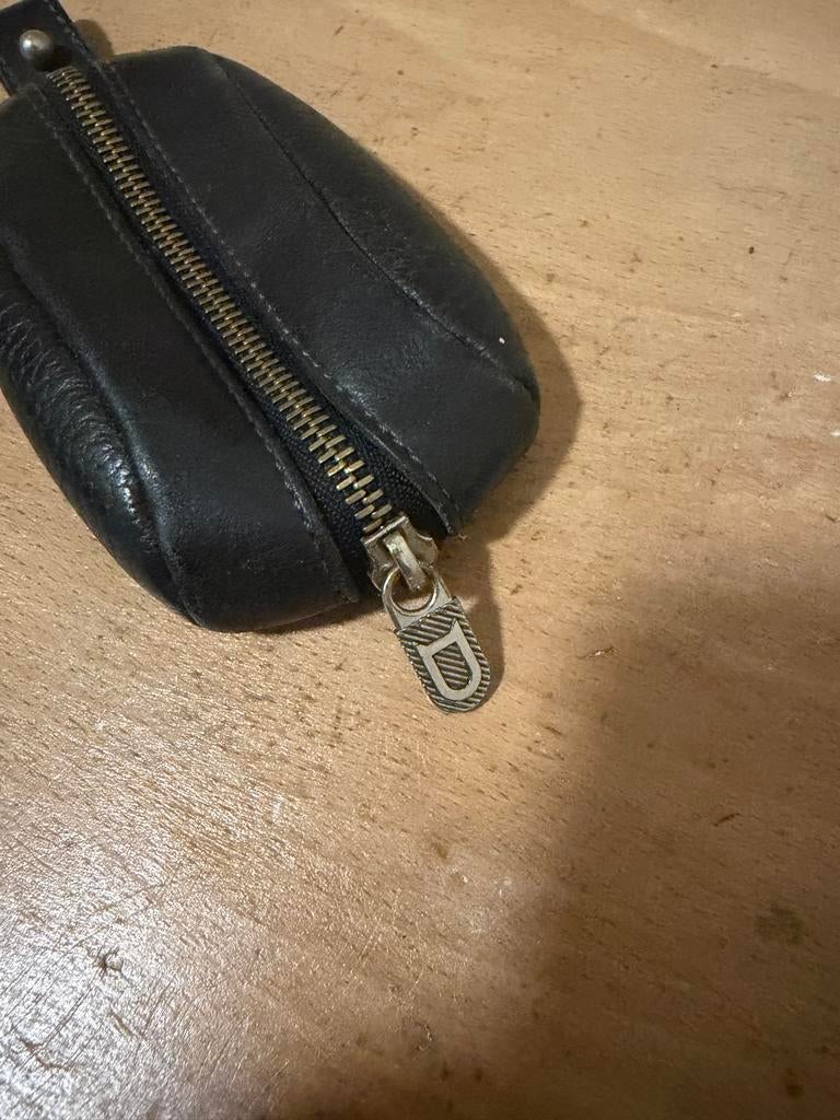 Delvaux Sleutelhanger/Geldbeugel Deux - Zwart Leer, Sieraden, Tassen en Uiterlijk, Overige merken, Gebruikt, Zwart, Ophalen of Verzenden