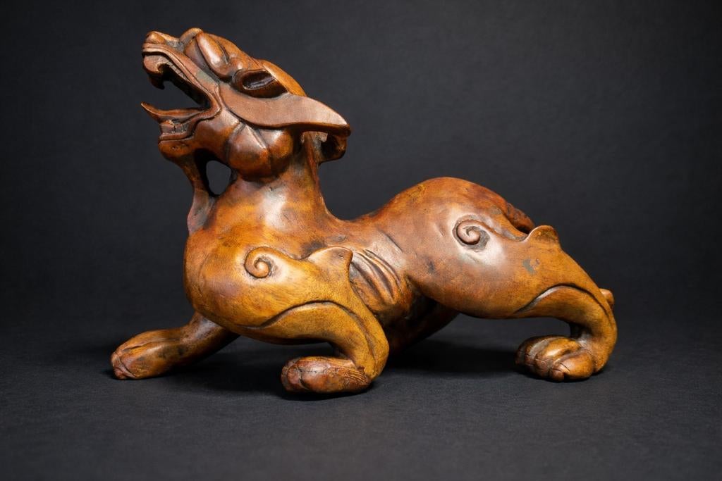 Pixiu beeld buxus hout, Ophalen of Verzenden