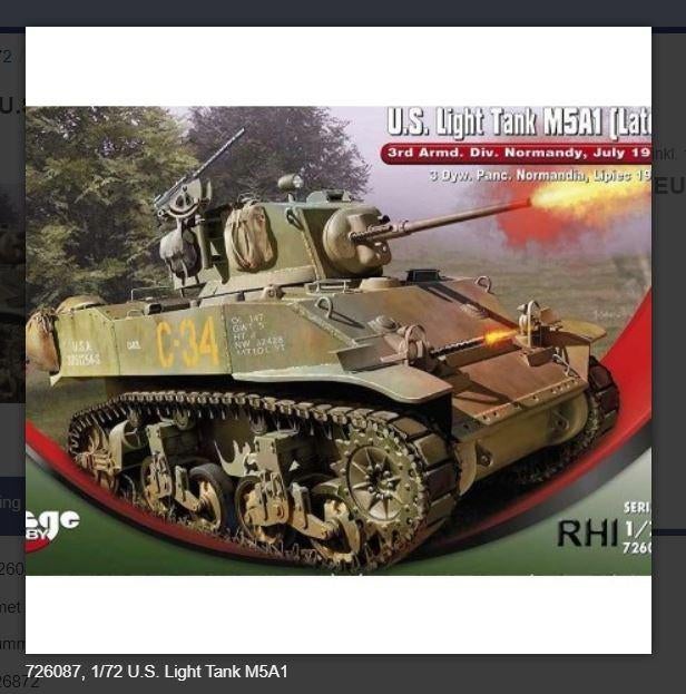 Bouwpakket Mirage-Hobby Mirage 726087, 1/72 U.S. Light Tank, Tank, Italeri, 1:32 tot 1:50, Nieuw
