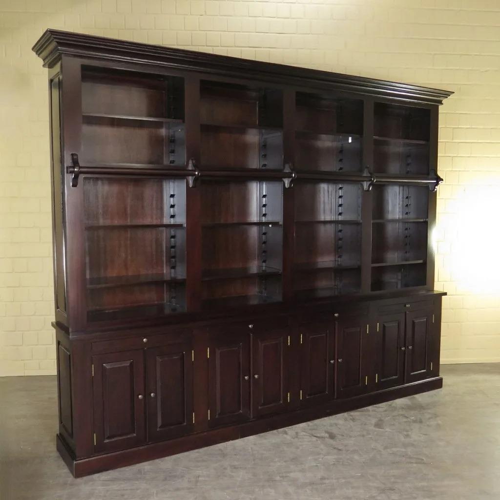 23763 Bibliotheek kast Mahonie 3,10 m, Huis en Inrichting, Kasten | Boekenkasten, Ophalen, Met deur(en), 200 cm of meer, Nieuw