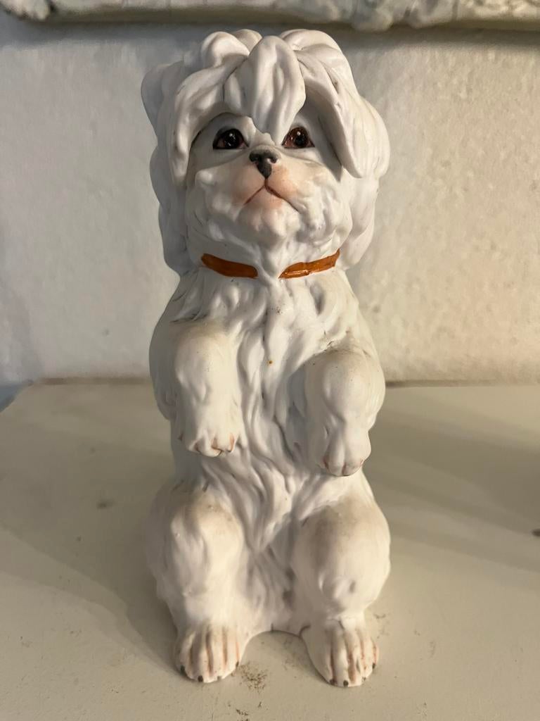 Antiek hondenbeeld Maltezer Heubach, Ophalen of Verzenden, Zo goed als nieuw, Dier