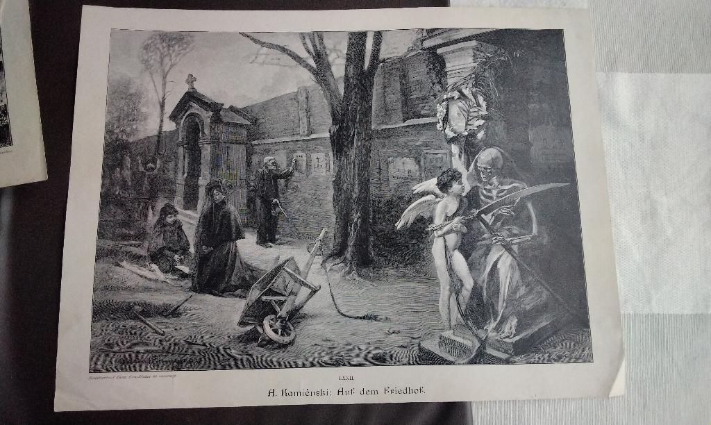 originele houtgravure van Antoni Kamieński Schilder, Ophalen