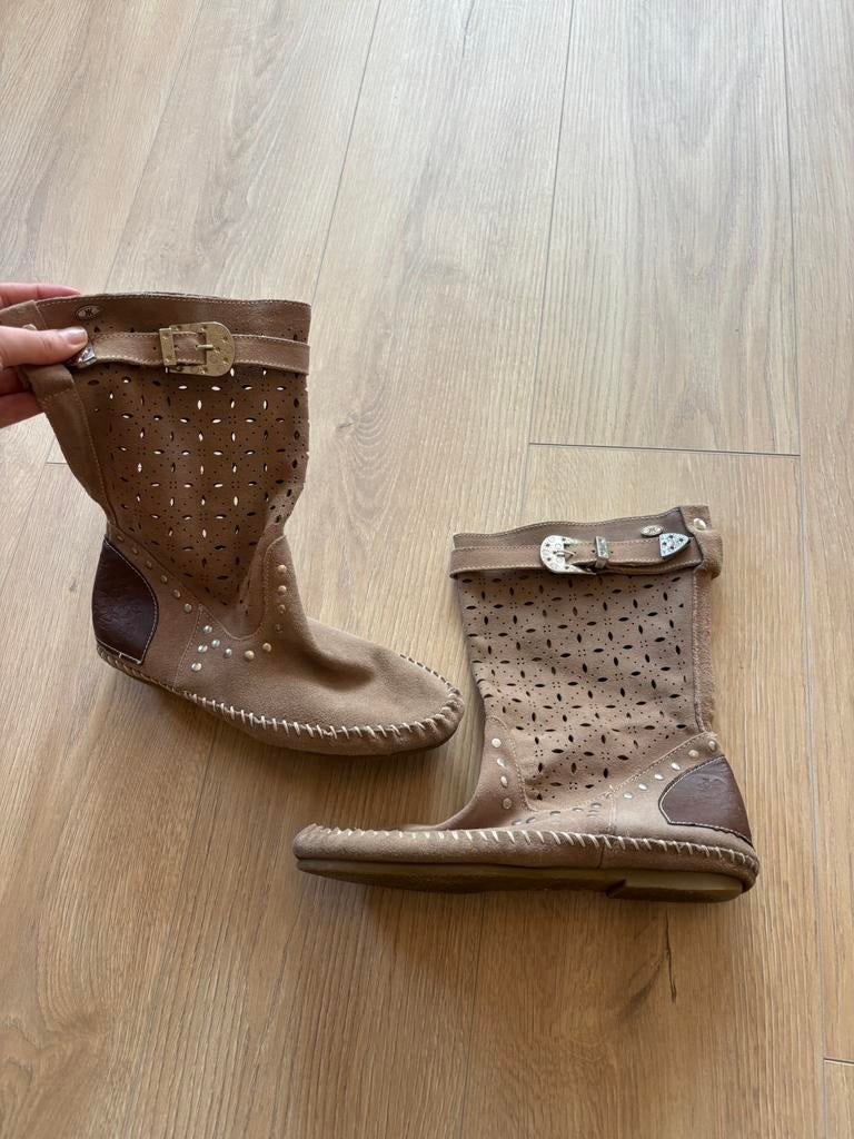 Suede Ibiza laarsjes (maat 39), Bruin, Lage of Enkellaarzen, Ophalen of Verzenden, Zo goed als nieuw