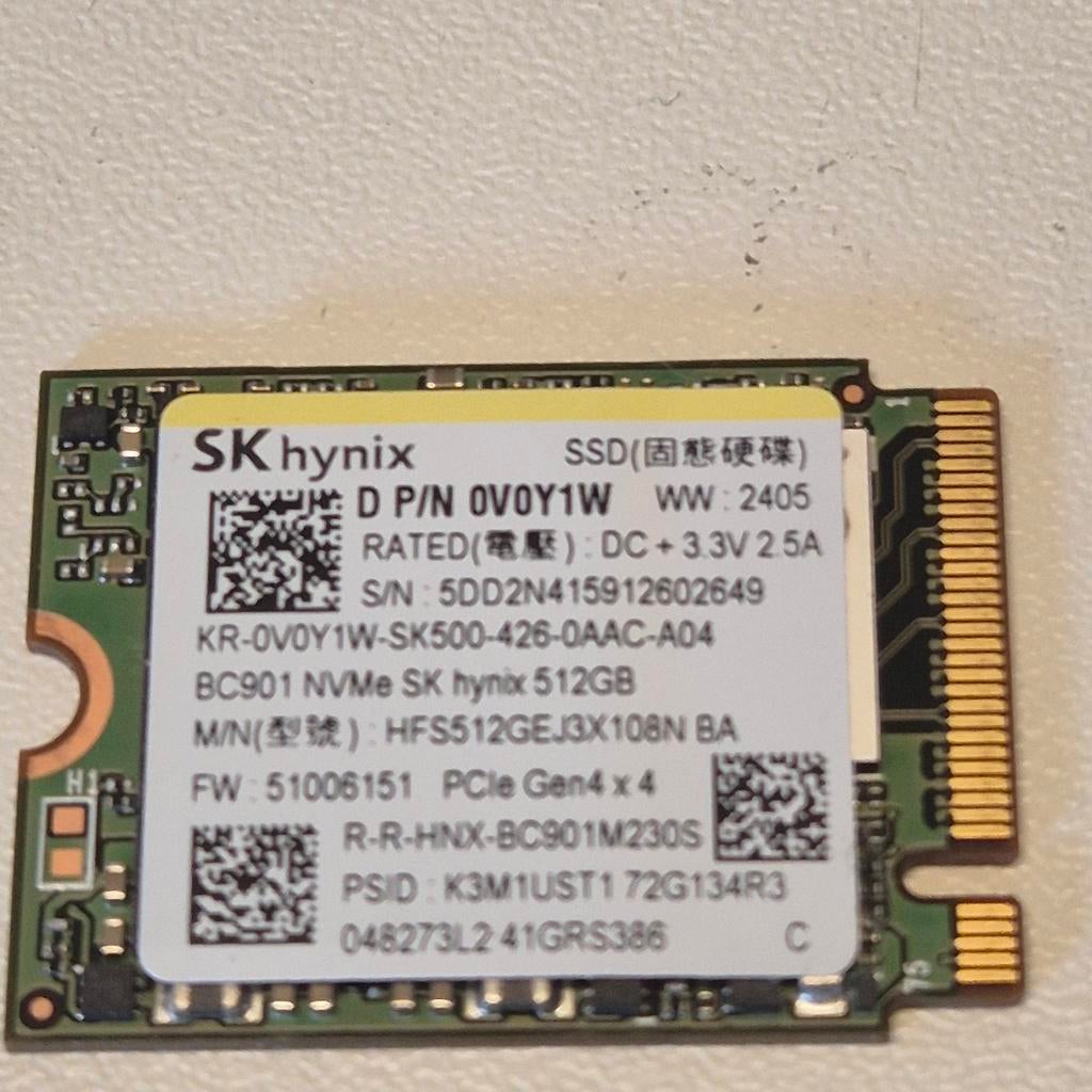 SK Hynix BC901 512GB Nvme SSD 2230, Computers en Software, Harde schijven, Gebruikt, Laptop, Intern, SSD, Overige aansluitingen