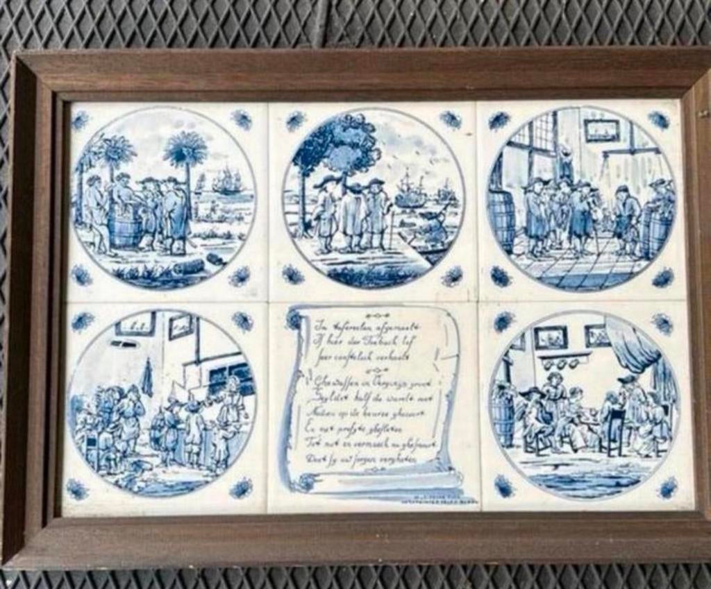 Antieke Delfts Blauwe Tegeltableau 'De Leidsche Fles', Ophalen