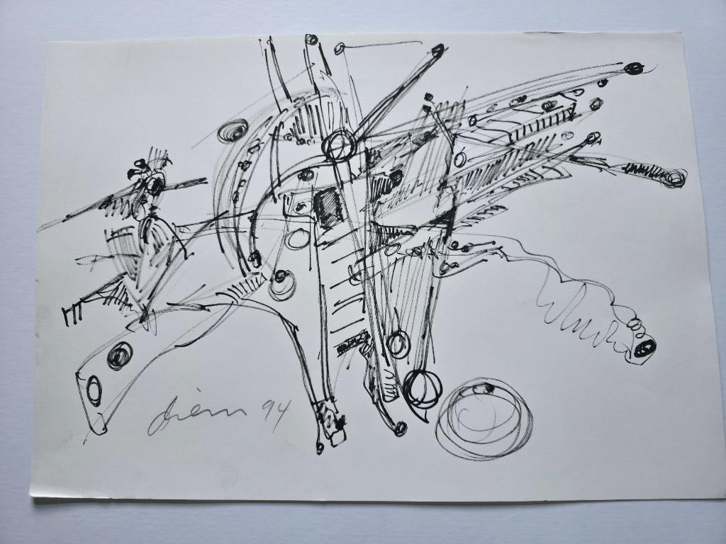 Gemengde Techniek van Peter Diem 50x35 cm., Ophalen of Verzenden