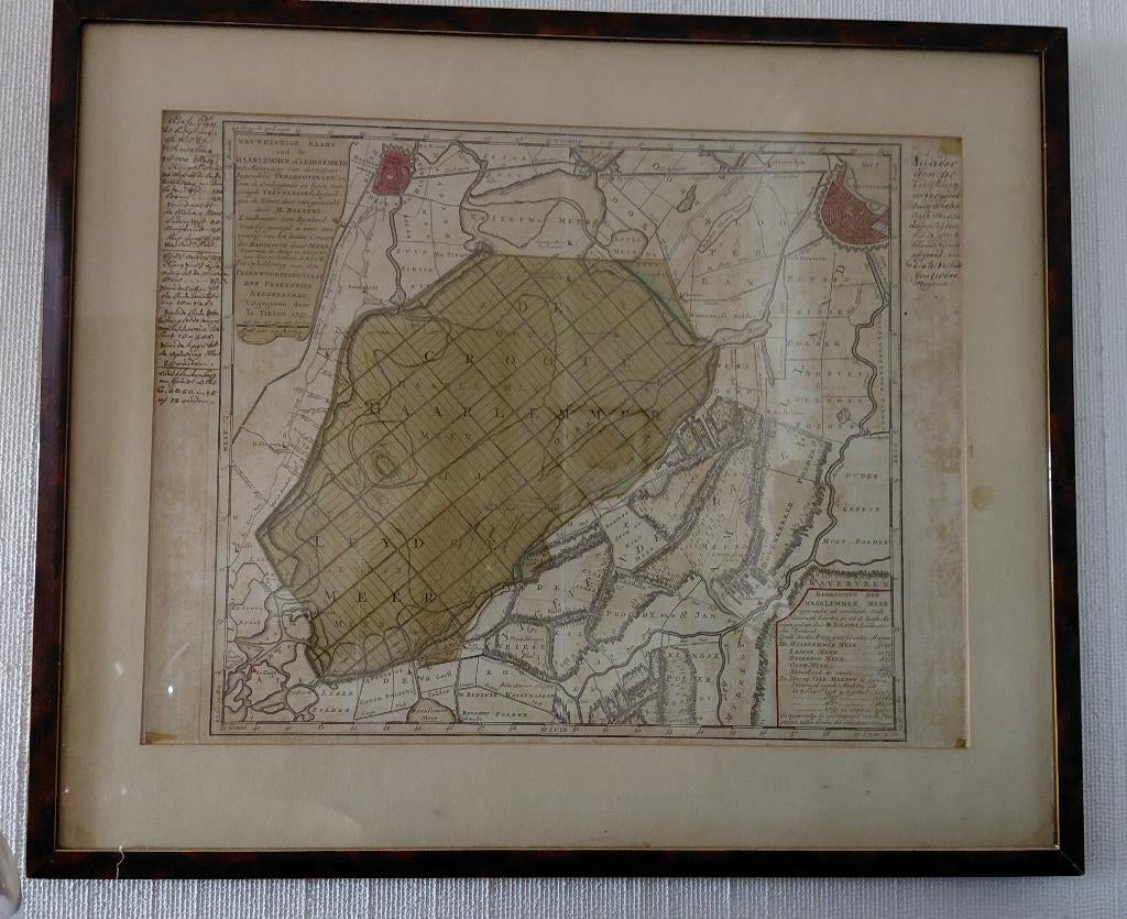 Landkaart Haarlemmermeer  jaartal 1745, Boeken, Atlassen en Landkaarten, Voor 1800, Landkaart, Nederland, Ophalen