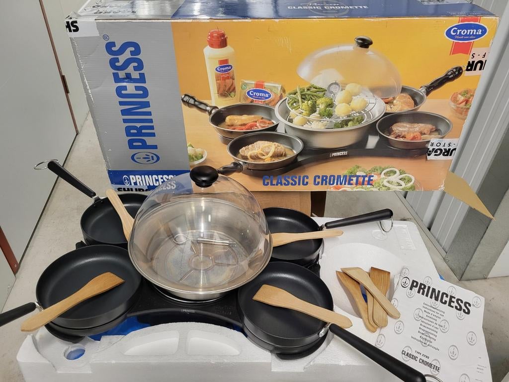 Princess gourmetstel 4-persoons met stoomschaal, Ophalen, Gebruikt, 4 t/m 7 personen