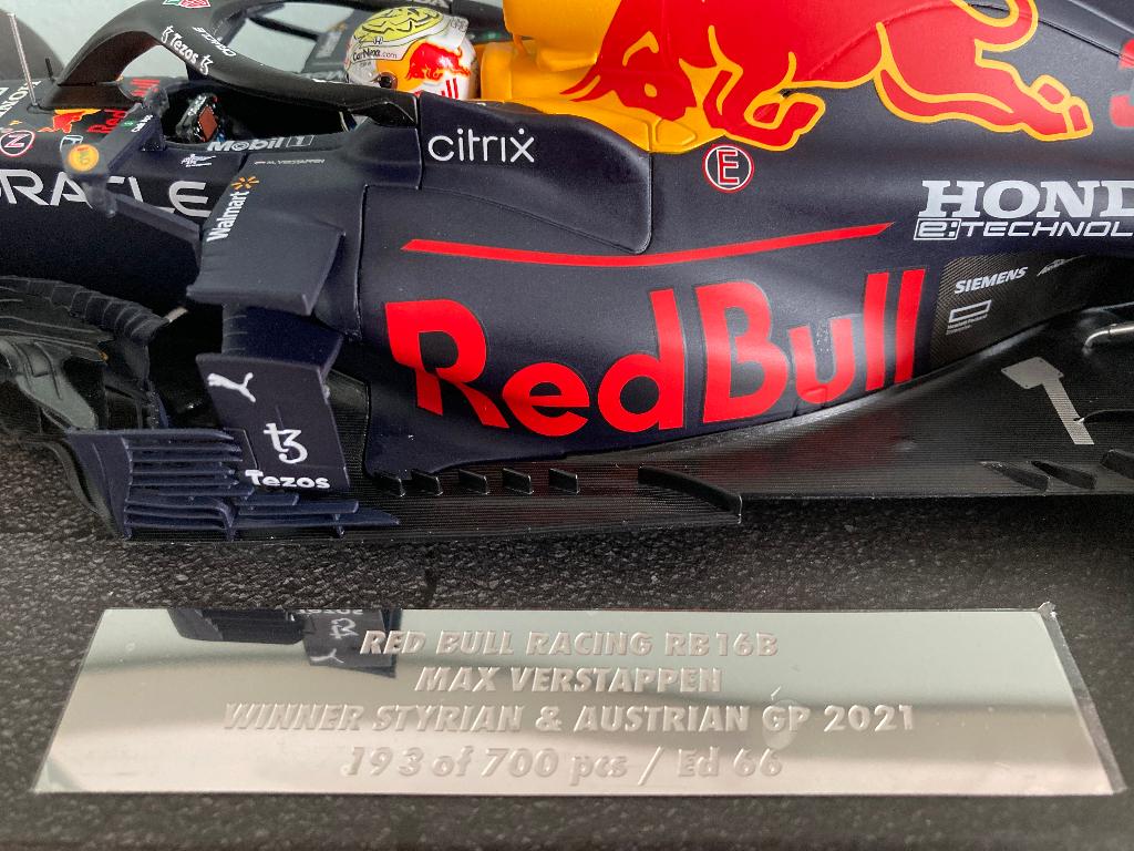 ✅ Max Verstappen editie 66 1:18 Austrian + Styrian 2021, Ophalen of Verzenden, Nieuw, Formule 1