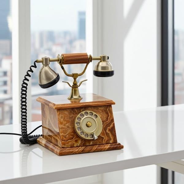 Vintage Onyx Marmeren Draaitelefoon (Ref. 00274), Antiek en Kunst, Ophalen of Verzenden