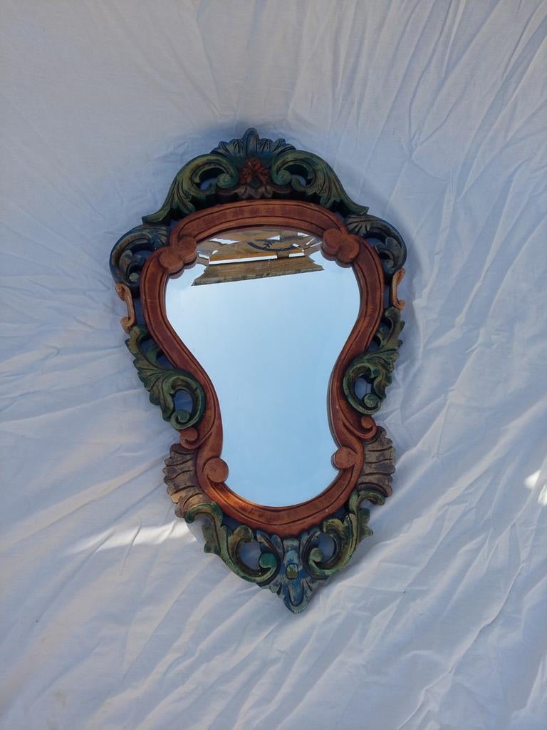 Antieke wandspiegel hout barok art deco rococo, Ophalen of Verzenden, Rechthoekig, Minder dan 50 cm