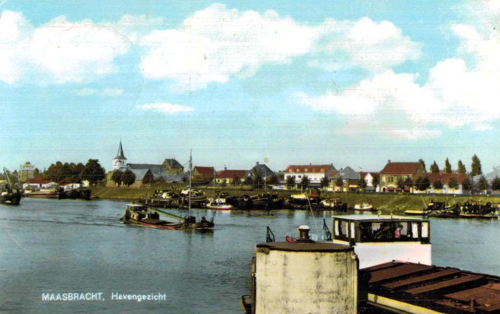 1961 MAASBRACHT Havengezicht, Ophalen of Verzenden, 1960 tot 1980, Gelopen, Limburg
