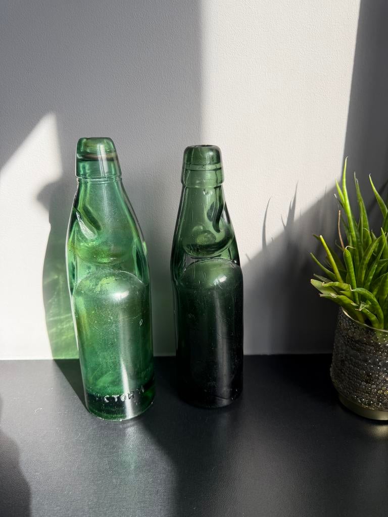 Vintage Groene Kogelflessen - Victory Flessen, Ophalen of Verzenden