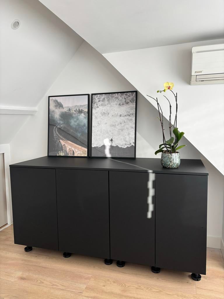 Zwart dressoir met veel opbergruimte, Ophalen, Overige materialen, Gebruikt, 150 tot 200 cm