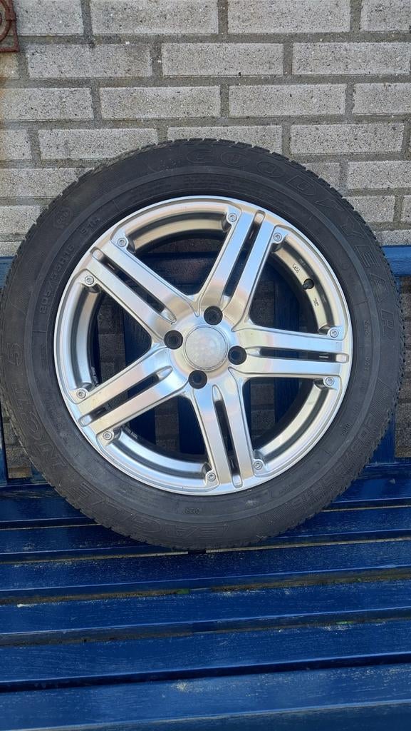 4x Aluminium velgen met banden - 205/55R16, Gebruikt, 16 inch, Banden en Velgen, Personenwagen
