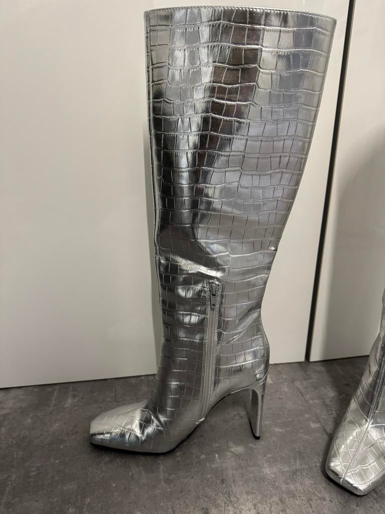 Zilveren Laarzen Maat 39, Kleding | Dames, Schoenen, Ophalen of Verzenden, Gedragen, Overige kleuren, Hoge laarzen
