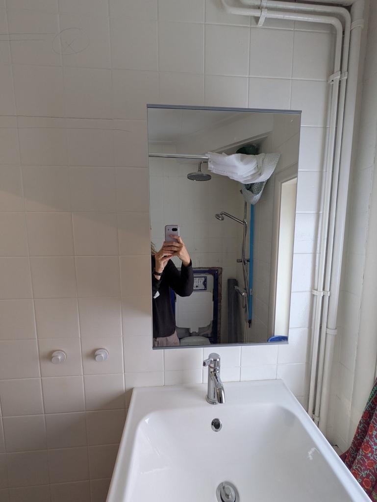 Witte spiegelkast LILLÅNGEN, Ophalen, Spiegelkast, 50 tot 100 cm, Minder dan 25 cm