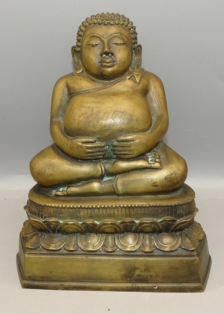 Uniek Thais brons Sangkajai Boeddha beeld 20cm, Nvt particulier, Ophalen of Verzenden, Zo goed als nieuw, Nvt particulier