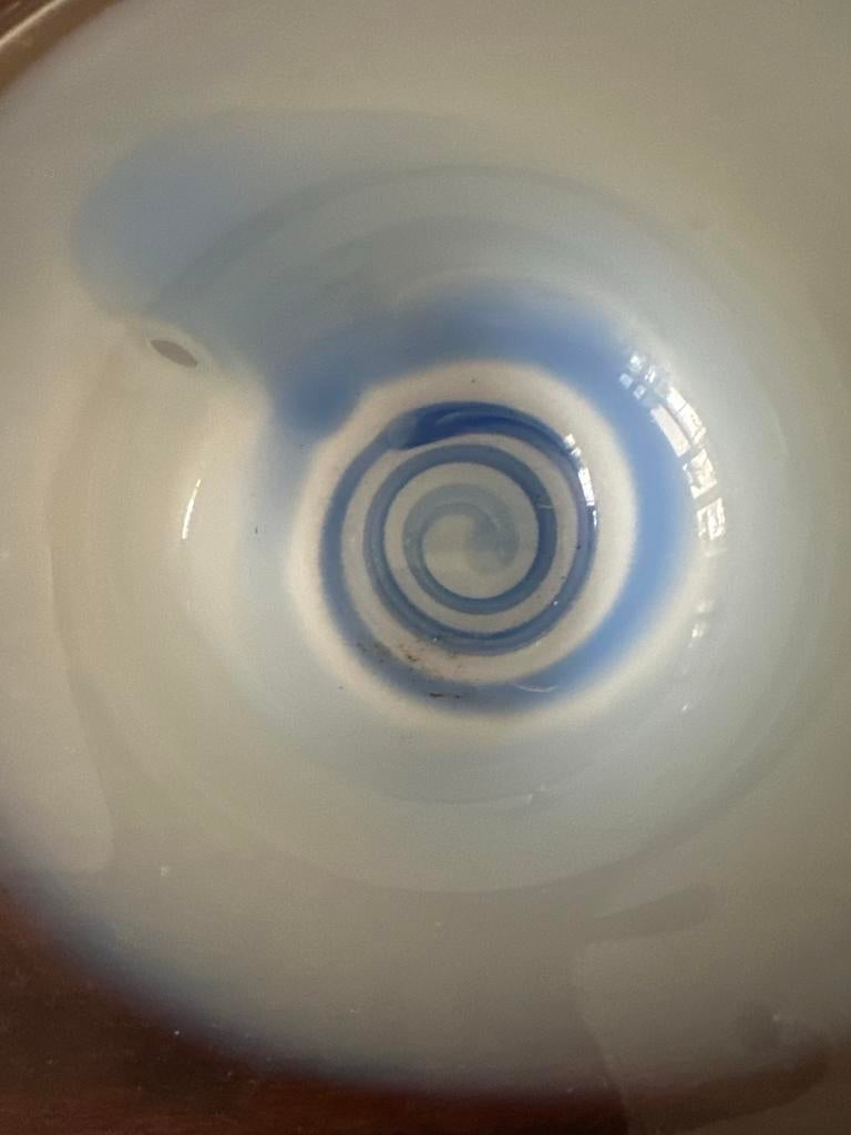 Bormioli Rocco Glazen Fruitschaal met Blauwe Werveling, Antiek en Kunst, Antiek | Glas en Kristal, Ophalen of Verzenden