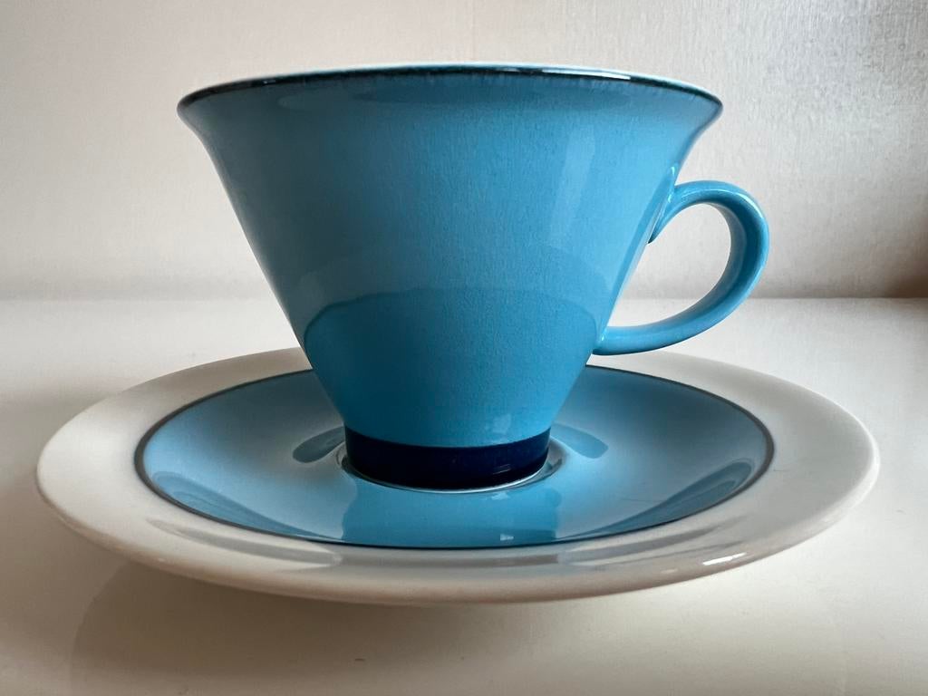 ARABIA Harlekin Turquoise Kop Schotel Inkeri Leivo, Antiek en Kunst, Ophalen of Verzenden