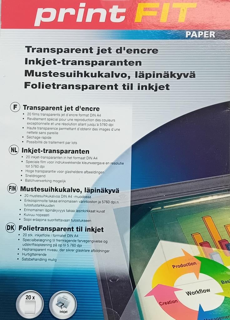 Te Koop: 20 vel inkjet transparanten, formaat A4, nieuw., Ophalen of Verzenden, Nieuw