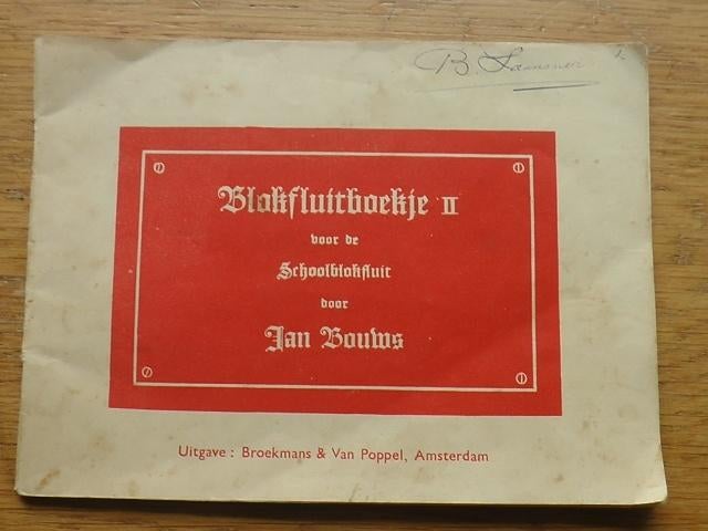 Blokfluit boekje 2 - jan bouws, Gebruikt, Les of Cursus, Ophalen of Verzenden, Blokfluit