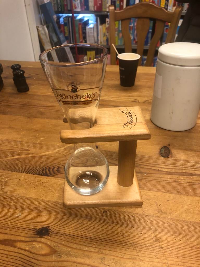 Störtebeker Bierglas met Houten Houder, Glas of Glazen, Ophalen of Verzenden, Nvt, Overige stijlen