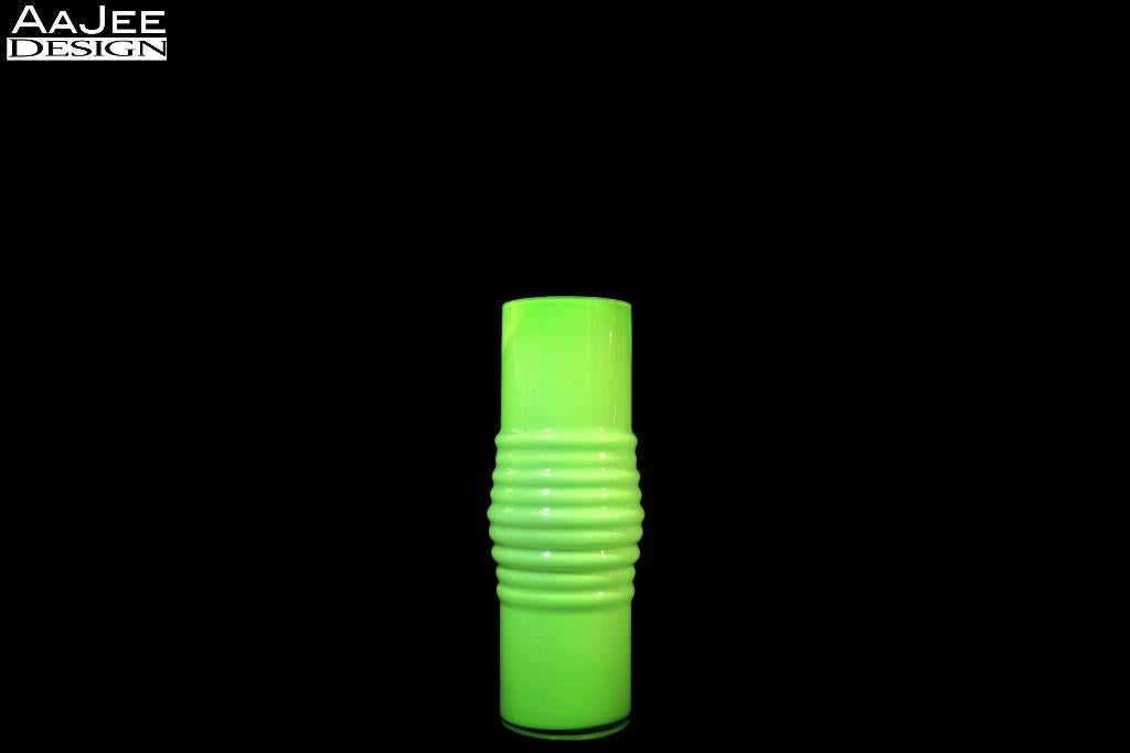 HEMA – Model XL Ribbel H50 Lime – vloervaas – 2004, Gebruikt, Overige kleuren, 50 tot 75 cm, Ophalen of Verzenden