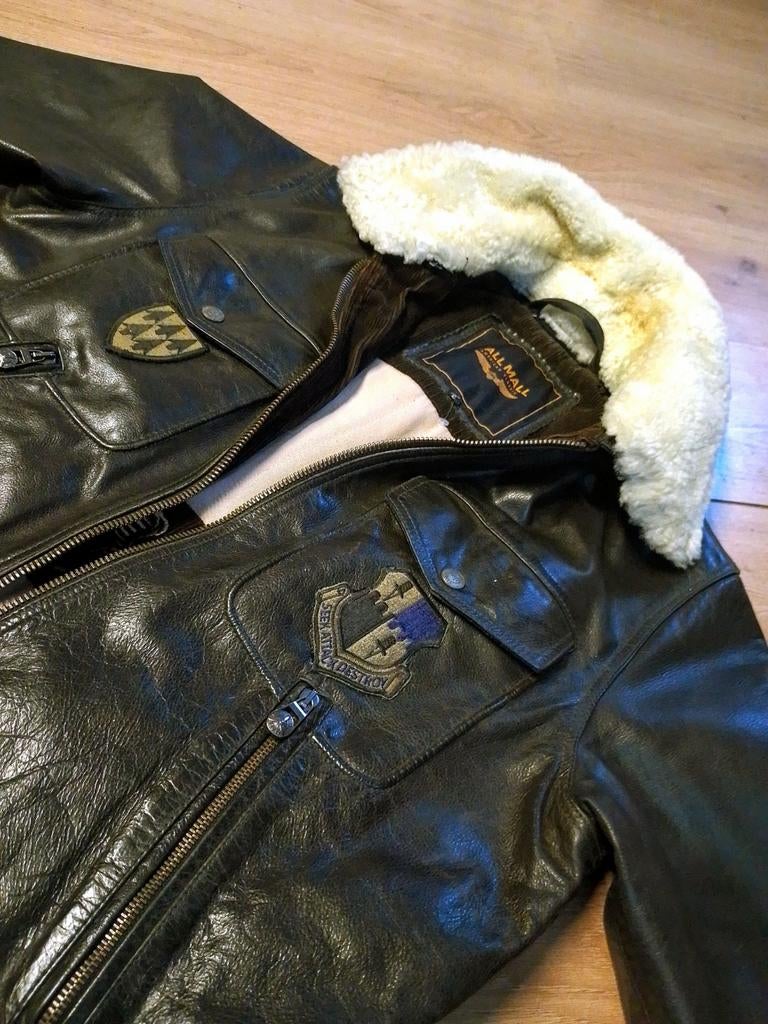 Supergaaf vintage leren Pall Mall piloten jack!, Maat 52/54 (L), Zwart, Ophalen of Verzenden, Zo goed als nieuw