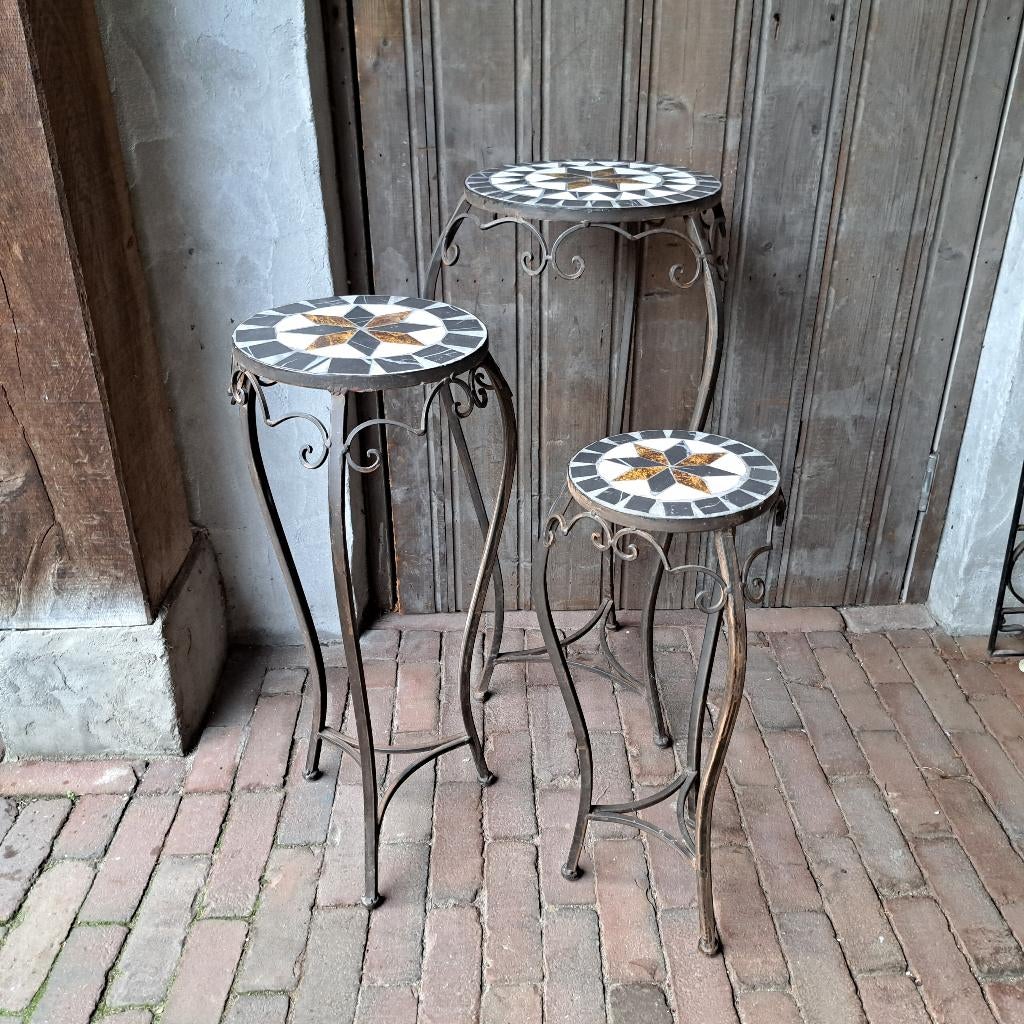 Set 3x prachtige tafeltje plantentafeltje mozaiek *Etage3*, ., Ophalen of Verzenden, Zo goed als nieuw, .