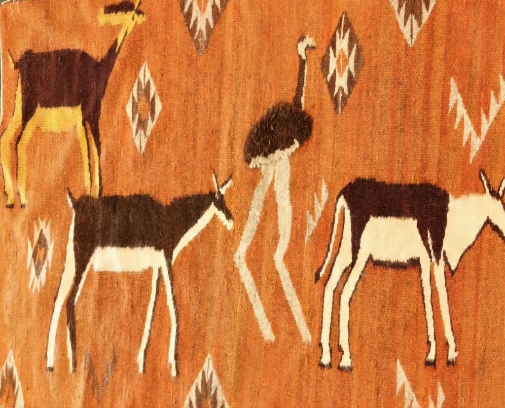 Vintage oranje wandkleed met dieren  wandtapijt jaren 70, Ophalen