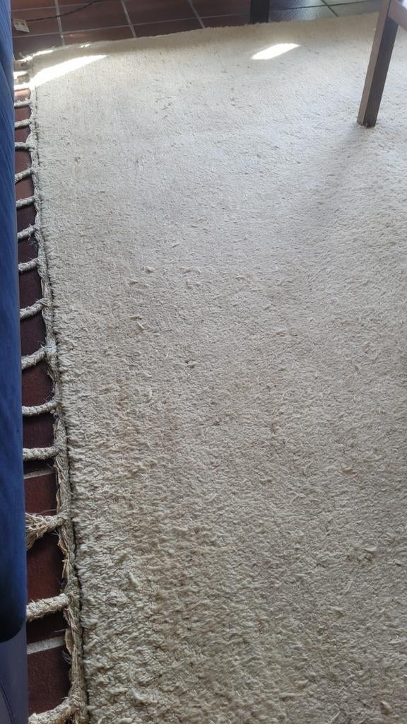 Handgeknoopt Berbers tapijt van wit schapenwol, 2 m bij 3 m, Ophalen, Gebruikt, Wit, 200 cm of meer