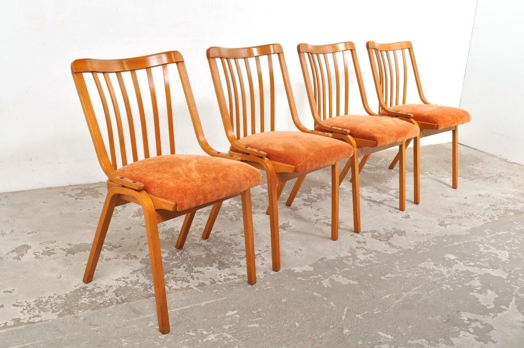 Vintage Ludvik Volak chairs set eetkamerstoelen jaren 60, Ophalen of Verzenden, Gebruikt, Vier