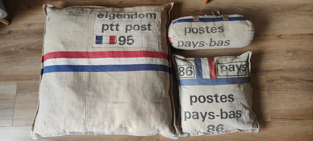 Kussens van postzakken, Huis en Inrichting, Ophalen, Gebruikt, Overige kleuren, Rechthoekig