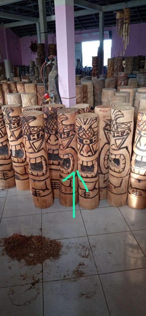 Tiki beeld Tiki Totem 1 meter palmhout, Ophalen of Verzenden, -, -, -