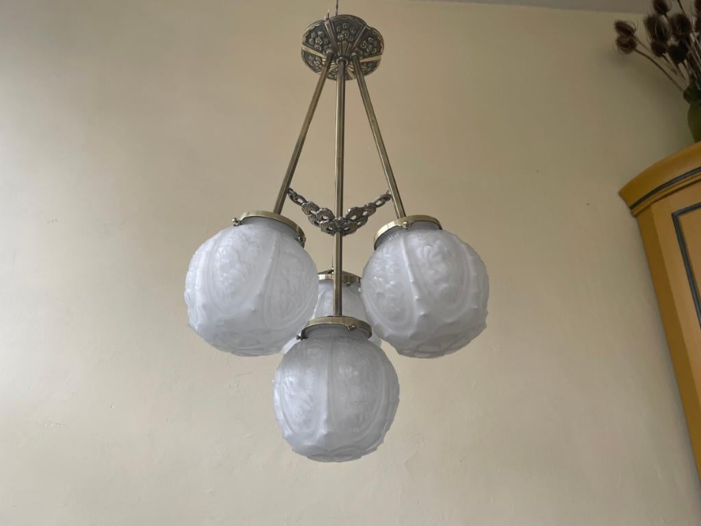Hanglamp Lamp Art Deco 1930 Cherrier & Besnus Frans, Ophalen of Verzenden