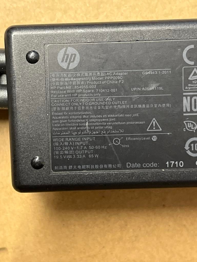 HP Laptop Oplader 65W - Origineel, Computers en Software, Laptop-opladers, Ophalen of Verzenden, Gebruikt