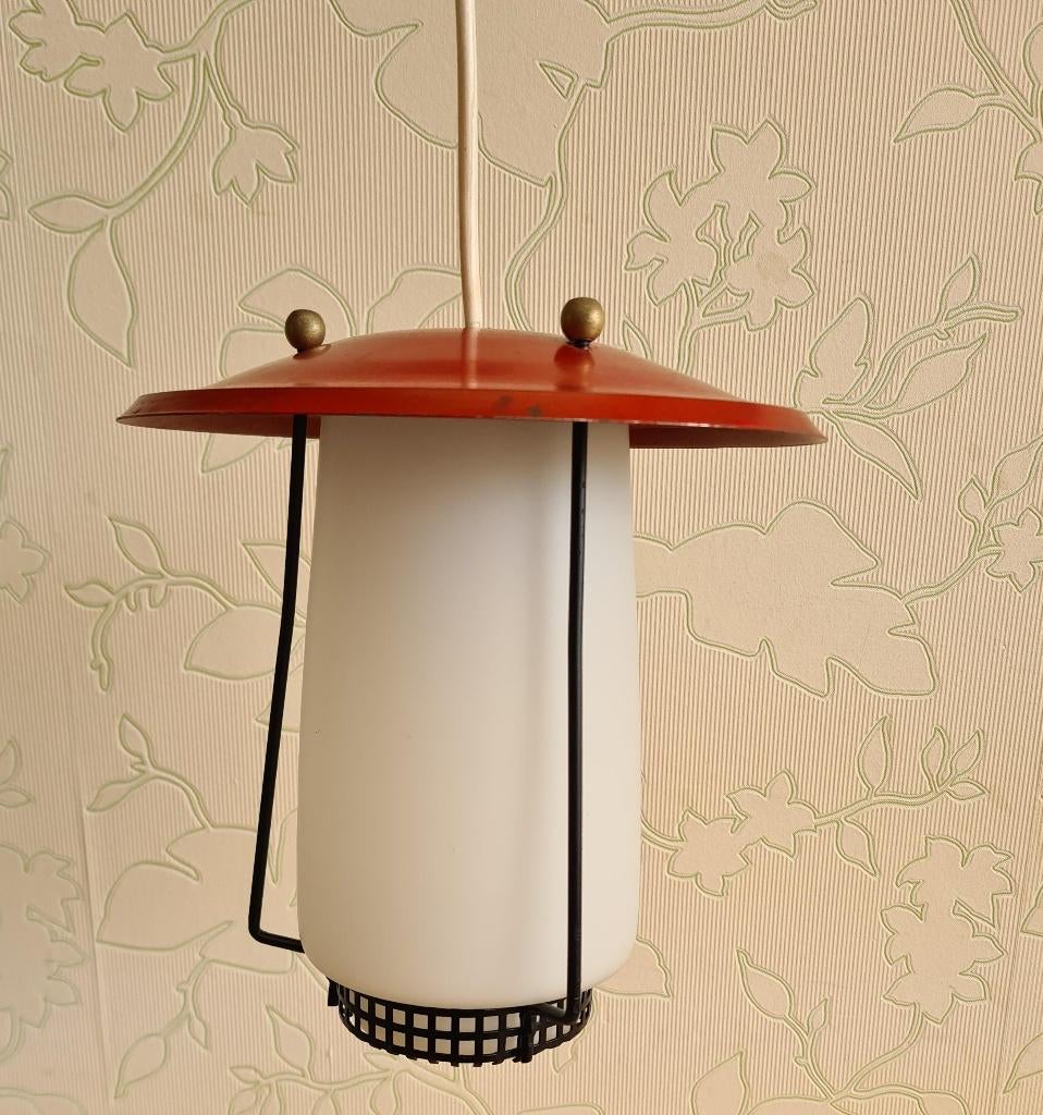 te koop: hanglamp pilastro rand, retro vintage jaren 50/60, Gebruikt, Retro vintage fifties sixties, Ophalen of Verzenden, Glas