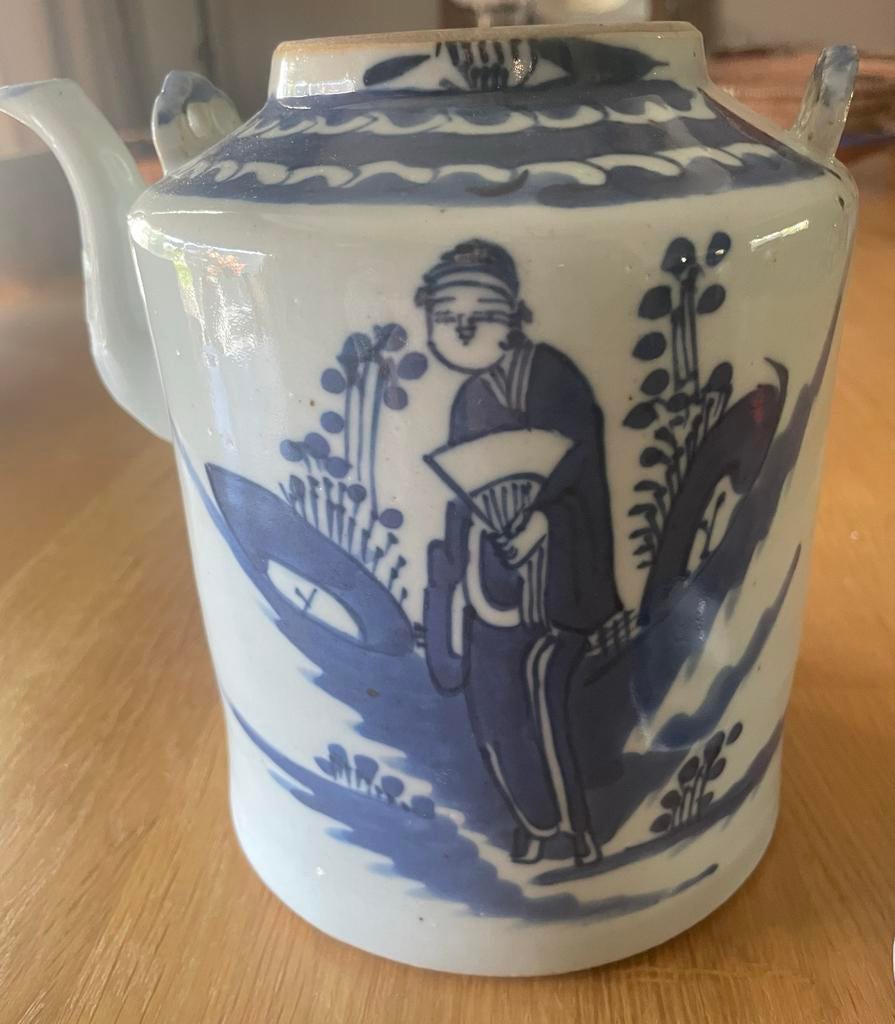 Antieke Chinese blauw en wit theepot, Ophalen of Verzenden