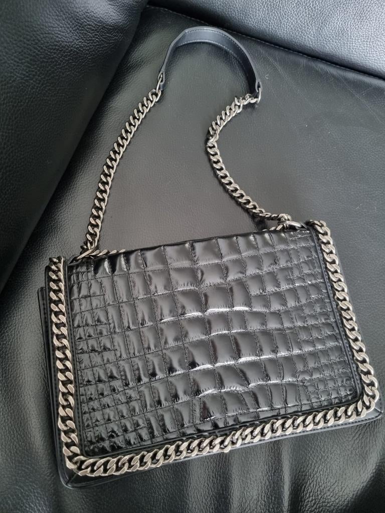 Leren tas, Ophalen, Zo goed als nieuw, Zwart, Handtas