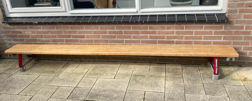 Janssen & Fritsen turnbank gymbank school turn bank 290 lang, Sport en Fitness, Turnen, Ophalen, Gebruikt, Bruin, Materiaal