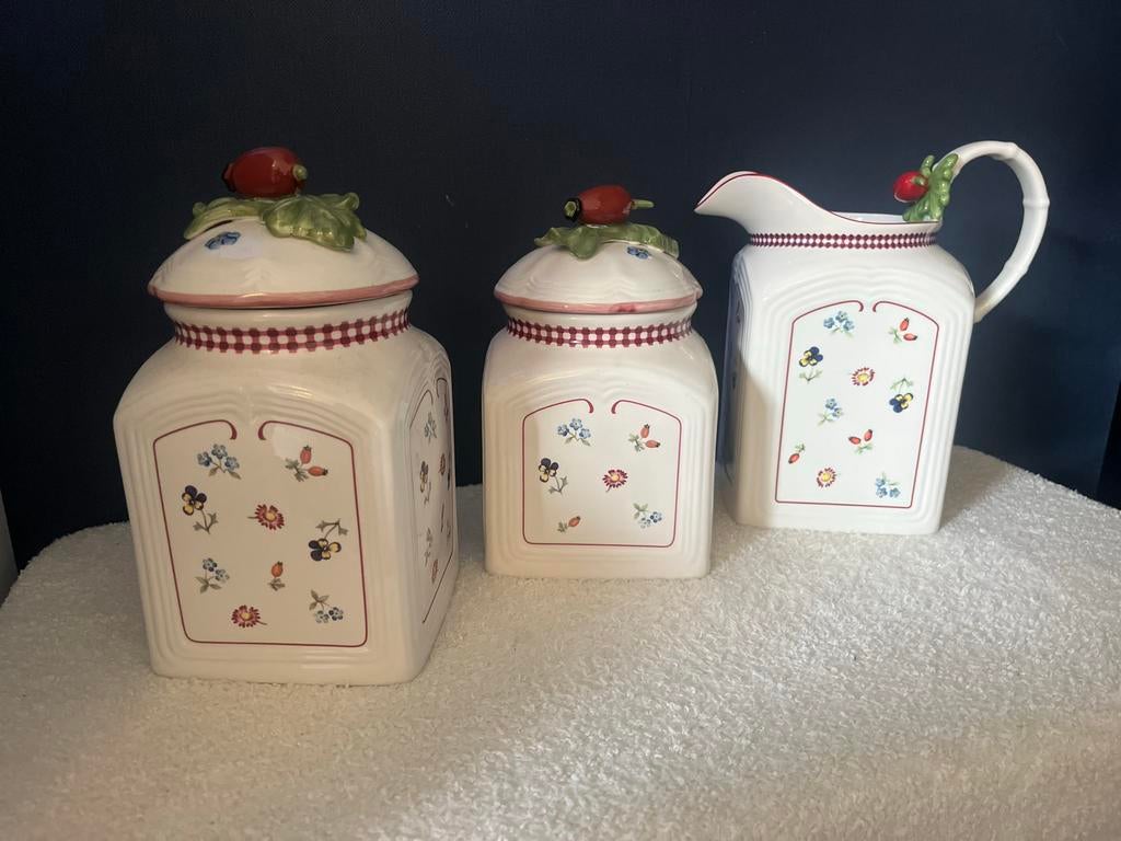 Villeroy & Boch Petit Fleur voorraadpotten en limonadekan, Huis en Inrichting, Keuken | Servies, Overige typen, Ophalen of Verzenden