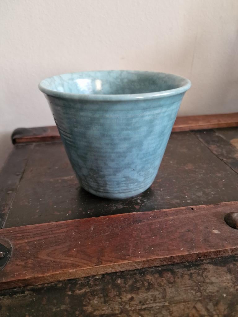 Vintage bloempotje keramiek, Tuin en Terras, Bloempotten, Rond, Ophalen of Verzenden, Zo goed als nieuw, Aardewerk