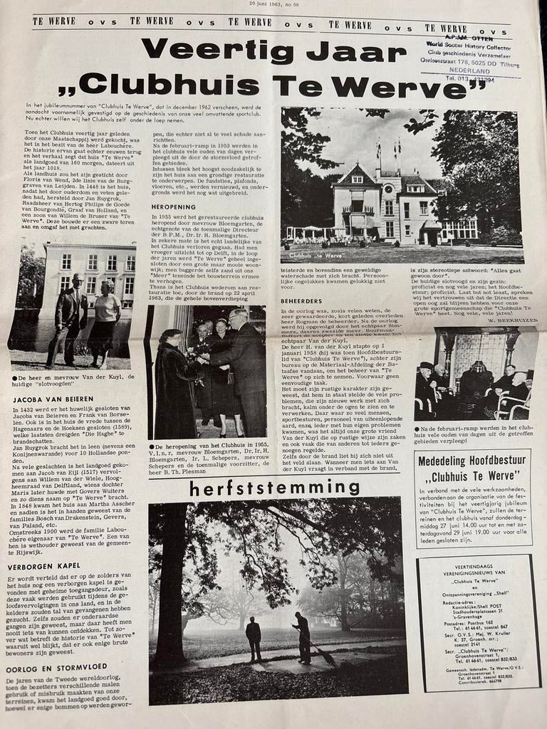 HVV Te Werve: Veertig Jaar Jubileumkrant, Verzamelen, Ophalen of Verzenden, Boek of Tijdschrift