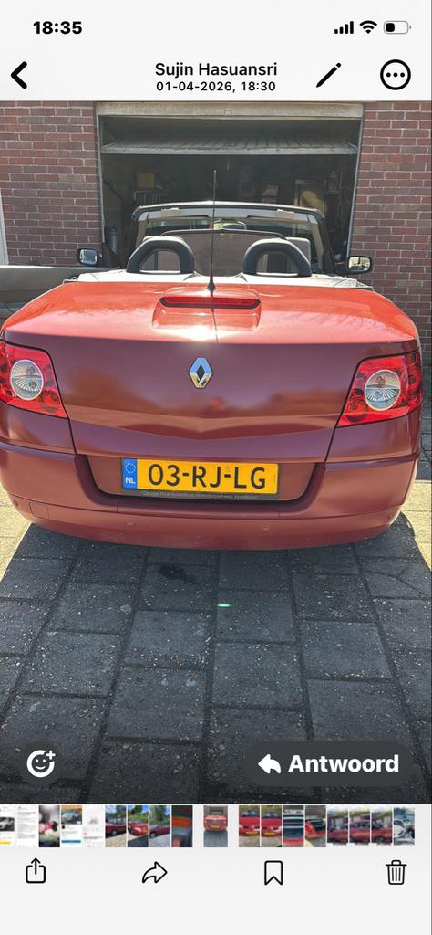 Renault Mégane 2.0 16V Autcom Cabrio 2005 Rood, Auto's, Renault, Voorwielaandrijving, 1998 cc, 4 cilinders, Cabriolet