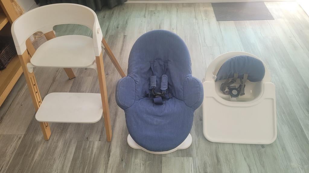 Stokke Steps stoel inclusief wipstoeltje en eetset., Kinderen en Baby's, Ophalen, Meegroeistoel